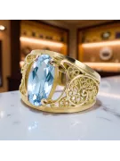 Pierścionek Akwamaryn 14k żółte złoto Vintage unikatowe vrc057y